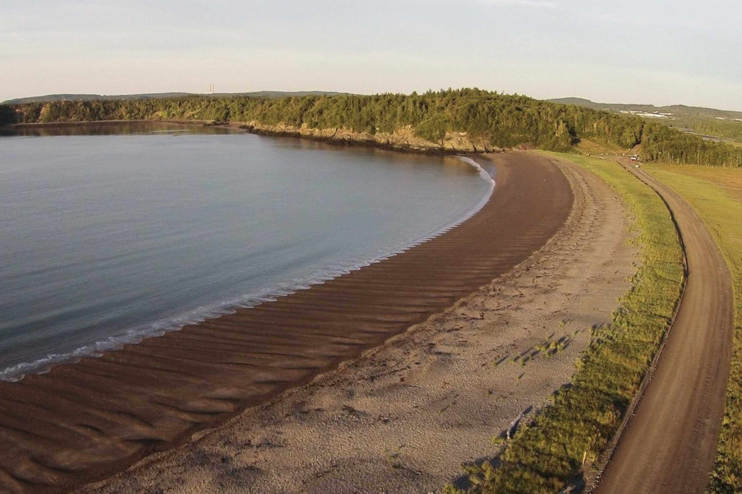 Aerial view of the beach at Irving Nature Park